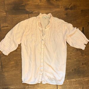 JP and Mattie Blush Ruffled Button-Up.